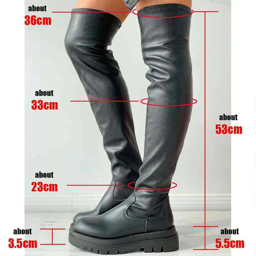 KIMLUD, DORATASIA Brand New Female Platform Thigh High Boots Fashion Slim Chunky Heels Over The Knee Boots Women Party Shoes Woman, KIMLUD Womens Clothes