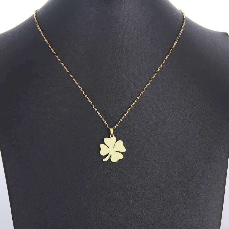 DOTIFI Stainless Steel Necklace For Women Man Lover's Clover Gold Color Pendant Necklace Engagement Jewelry - KIMLUD