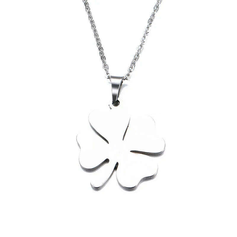 DOTIFI Stainless Steel Necklace For Women Man Lover's Clover Gold Color Pendant Necklace Engagement Jewelry - KIMLUD