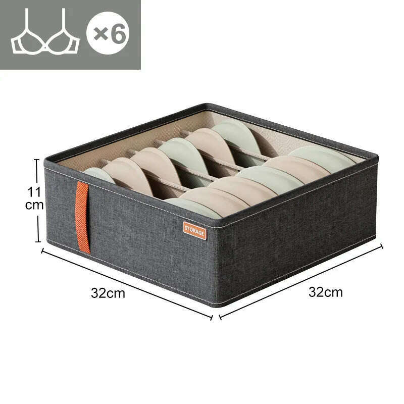 KIMLUD, Double Row Clothes Organizer Boxes Bedroom Cabinets Drawers Organizer For Underwear Socks Pants Storage Box Wardrobe Organizer, dark grey-6 girds, KIMLUD Womens Clothes