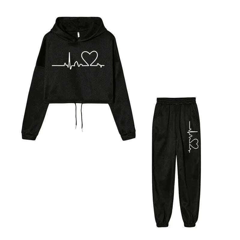 Drawstring Women Hoodies Outfits Fashion Loose Womens 2 Piece Suit Home Gym Tracksuit New Casual Solid Color Women Pants Set - KIMLUD