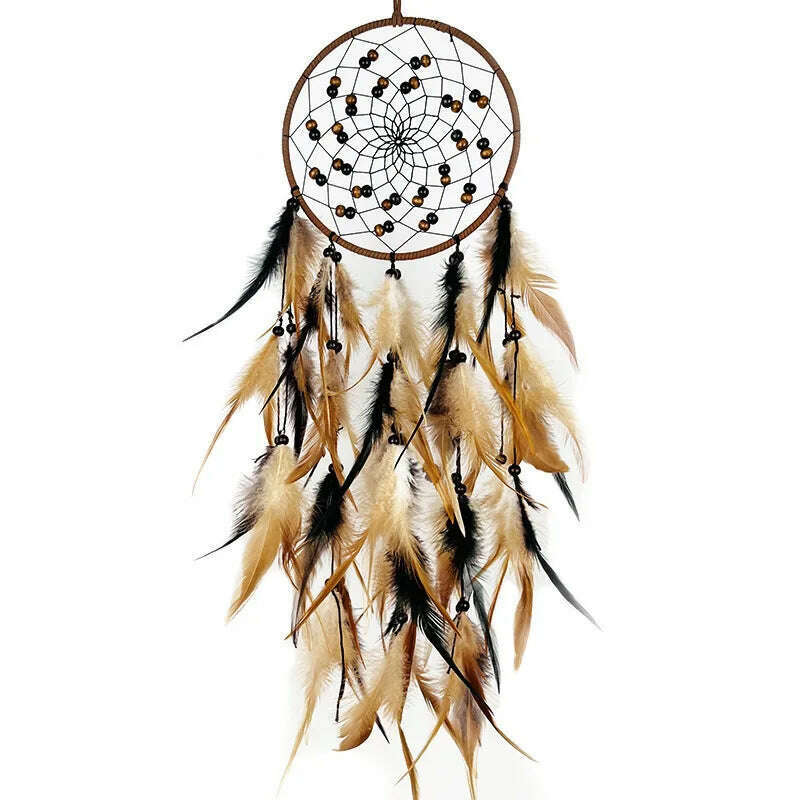 Dream Catcher Feather Wind Chime Hand Woven Crafts Outdoor Garden Bedroom Hanging Ornaments Birthday Christmas Gifts Home Decor - KIMLUD