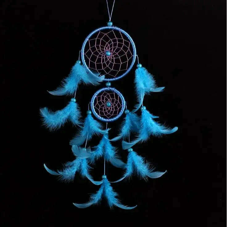 KIMLUD, Dream Catcher Room Decor Feather Weaving Catching Up The Dream Angle Dreamcatcher Wind Chimes Indian Style Religious Mascot, blue / CHINA, KIMLUD APPAREL - Womens Clothes