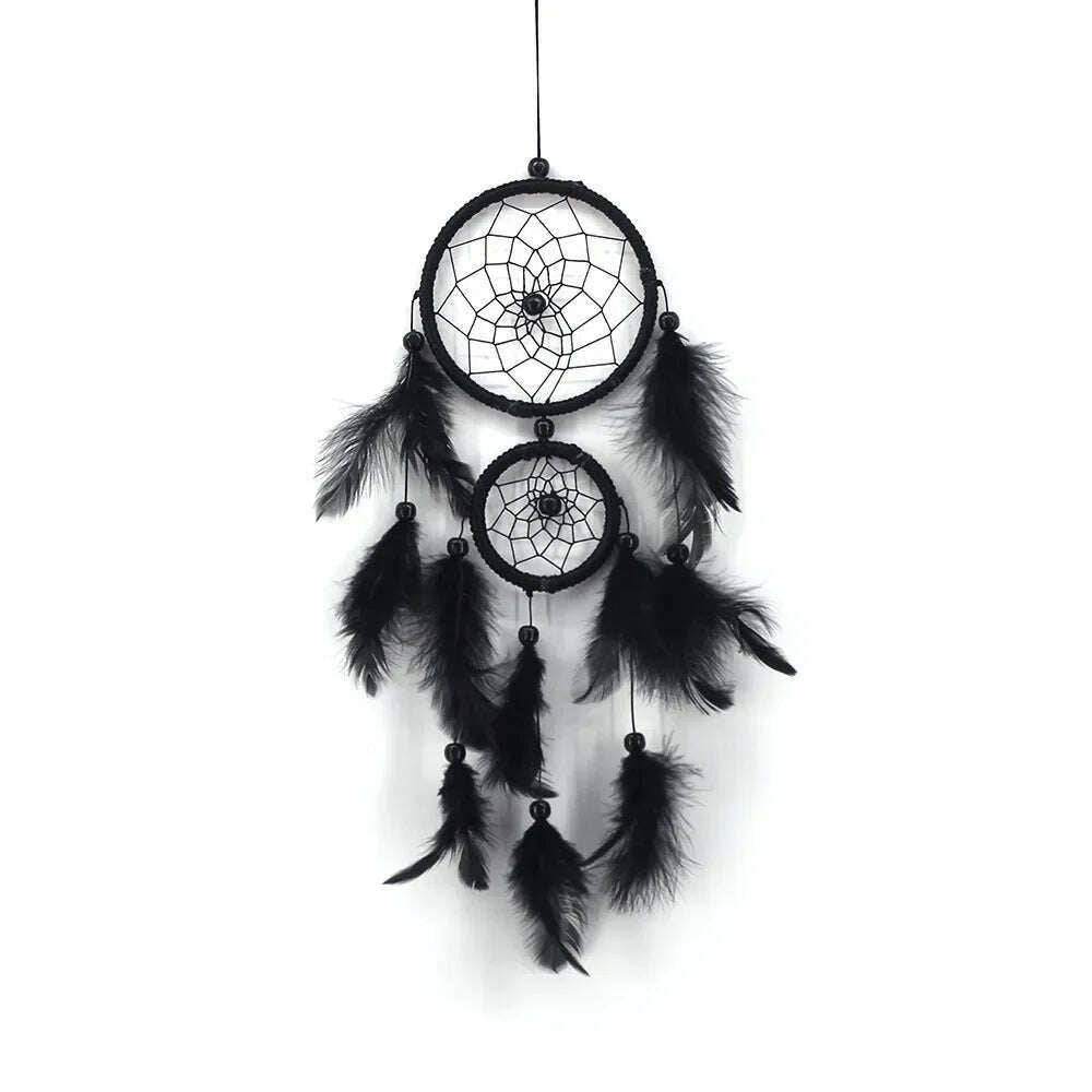 KIMLUD, Dream Catcher Room Decor Feather Weaving Catching Up The Dream Angle Dreamcatcher Wind Chimes Indian Style Religious Mascot, black / CHINA, KIMLUD APPAREL - Womens Clothes