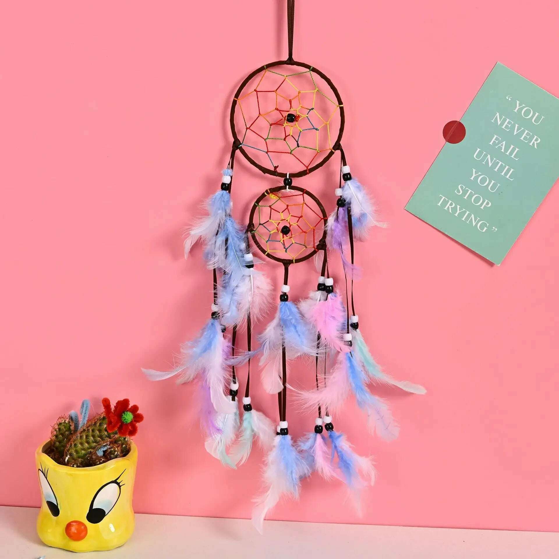 KIMLUD, Dream Catcher Room Decor Feather Weaving Catching Up The Dream Angle Dreamcatcher Wind Chimes Indian Style Religious Mascot, KIMLUD Womens Clothes