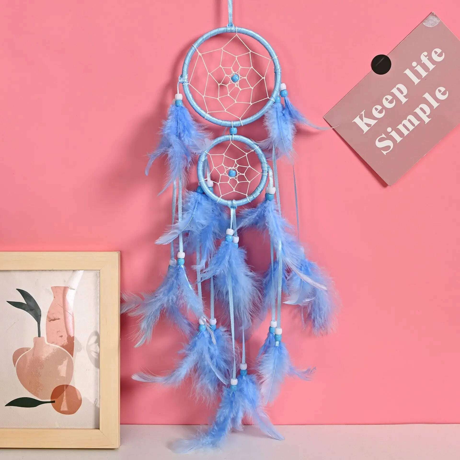 KIMLUD, Dream Catcher Room Decor Feather Weaving Catching Up The Dream Angle Dreamcatcher Wind Chimes Indian Style Religious Mascot, KIMLUD Womens Clothes