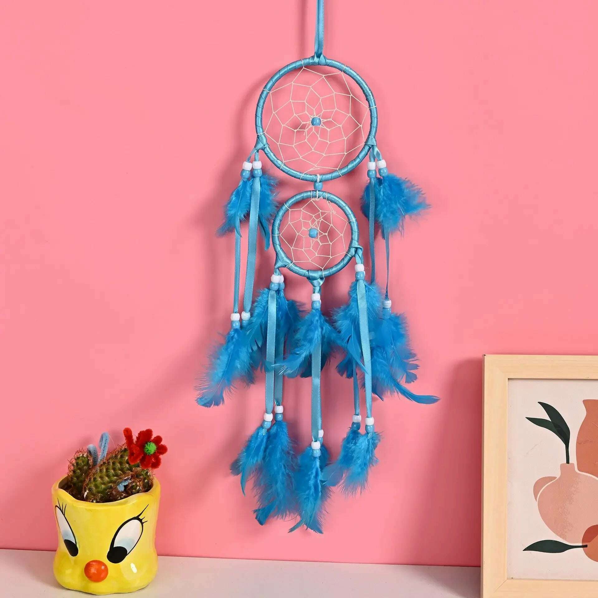 KIMLUD, Dream Catcher Room Decor Feather Weaving Catching Up The Dream Angle Dreamcatcher Wind Chimes Indian Style Religious Mascot, KIMLUD Womens Clothes