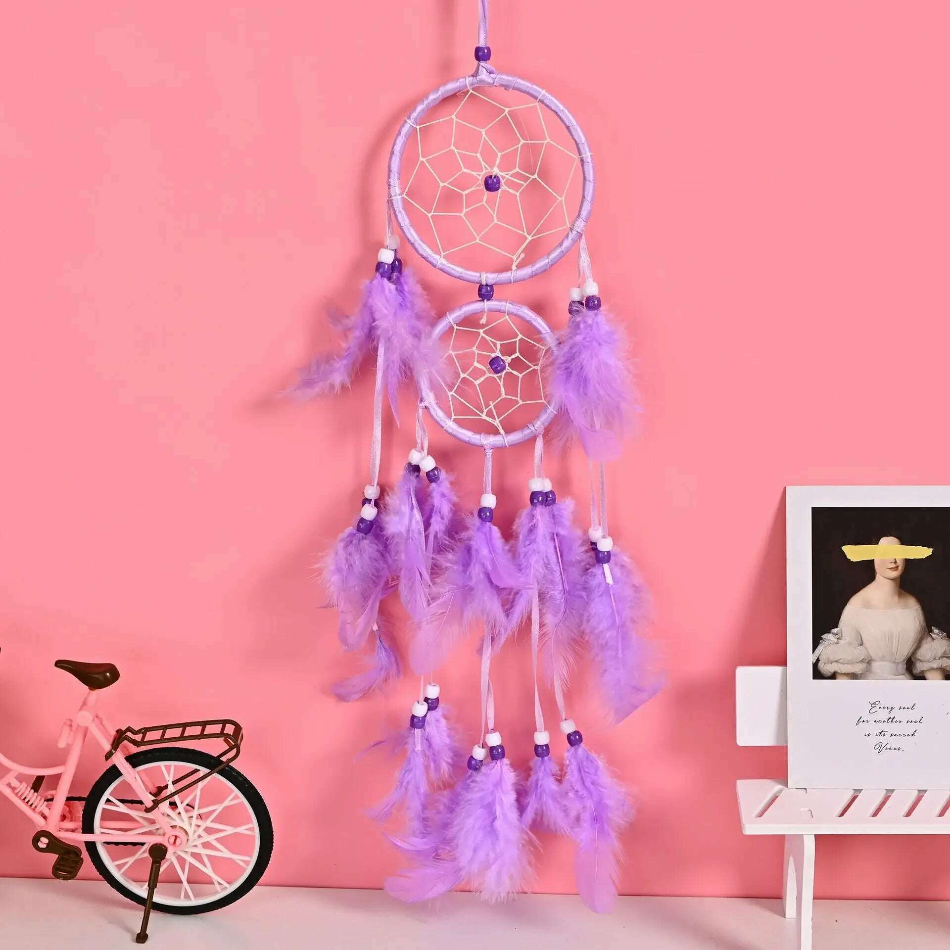KIMLUD, Dream Catcher Room Decor Feather Weaving Catching Up The Dream Angle Dreamcatcher Wind Chimes Indian Style Religious Mascot, KIMLUD Womens Clothes