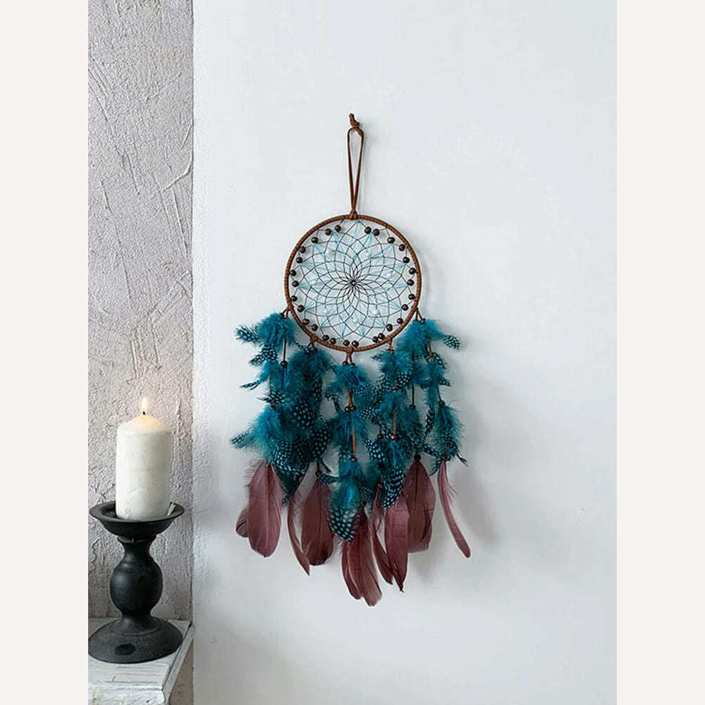 KIMLUD, Dream Catcher Vintage Wind Chime Handmade Feather Bedroom Curtain Car Hanging Ornaments Birthday Christmas Gift Home Decorations, color as picture, KIMLUD Womens Clothes