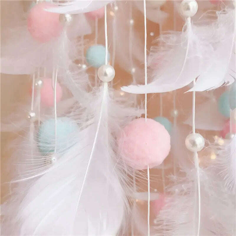 KIMLUD, Dream Catcher Wind Chimes Art Chimes Girls Room Decorations Bedroom Pendant Accessories Bedroom Decoration Gift Handmade Feather, KIMLUD Womens Clothes