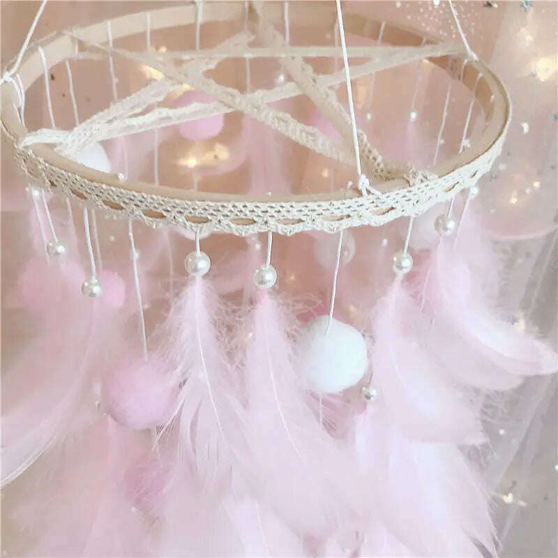 KIMLUD, Dream Catcher Wind Chimes Art Chimes Girls Room Decorations Bedroom Pendant Accessories Bedroom Decoration Gift Handmade Feather, KIMLUD Womens Clothes