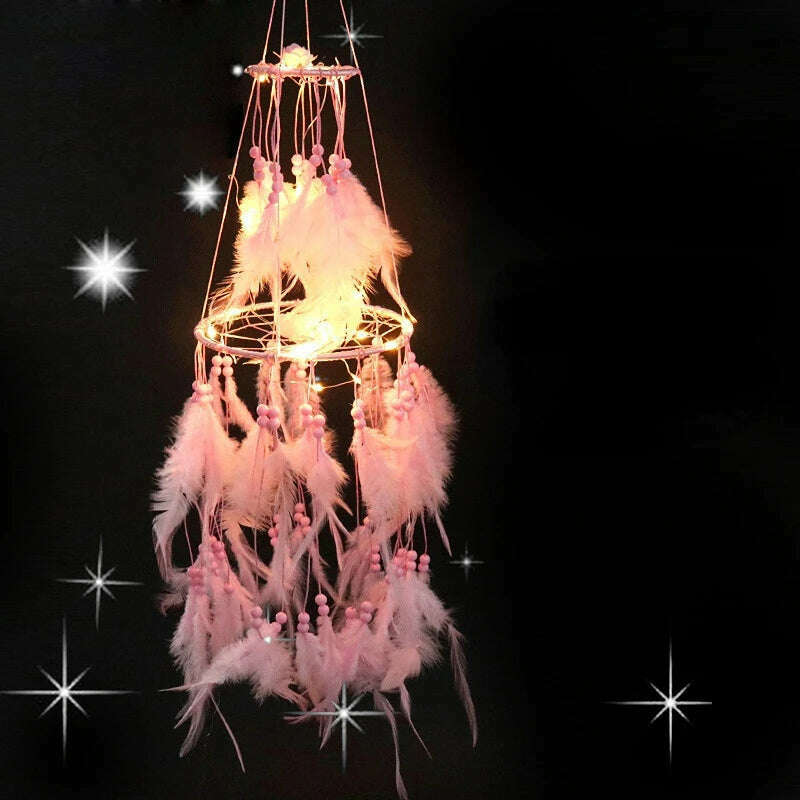 KIMLUD, Dream Catcher Wind Chimes Art Chimes Girls Room Decorations Bedroom Pendant Accessories Bedroom Decoration Gift Handmade Feather, KIMLUD Womens Clothes