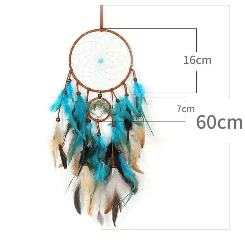 KIMLUD, Dream catchers 5 Ring Retro Manual Dream Catchers Home Decoration Natural Stone Tree of Life Dreamcatcher Wall Ornaments, KIMLUD Womens Clothes