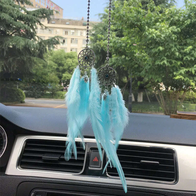 KIMLUD, Dream catchers 5 Ring Retro Manual Dream Catchers Home Decoration Natural Stone Tree of Life Dreamcatcher Wall Ornaments, Blue1, KIMLUD APPAREL - Womens Clothes