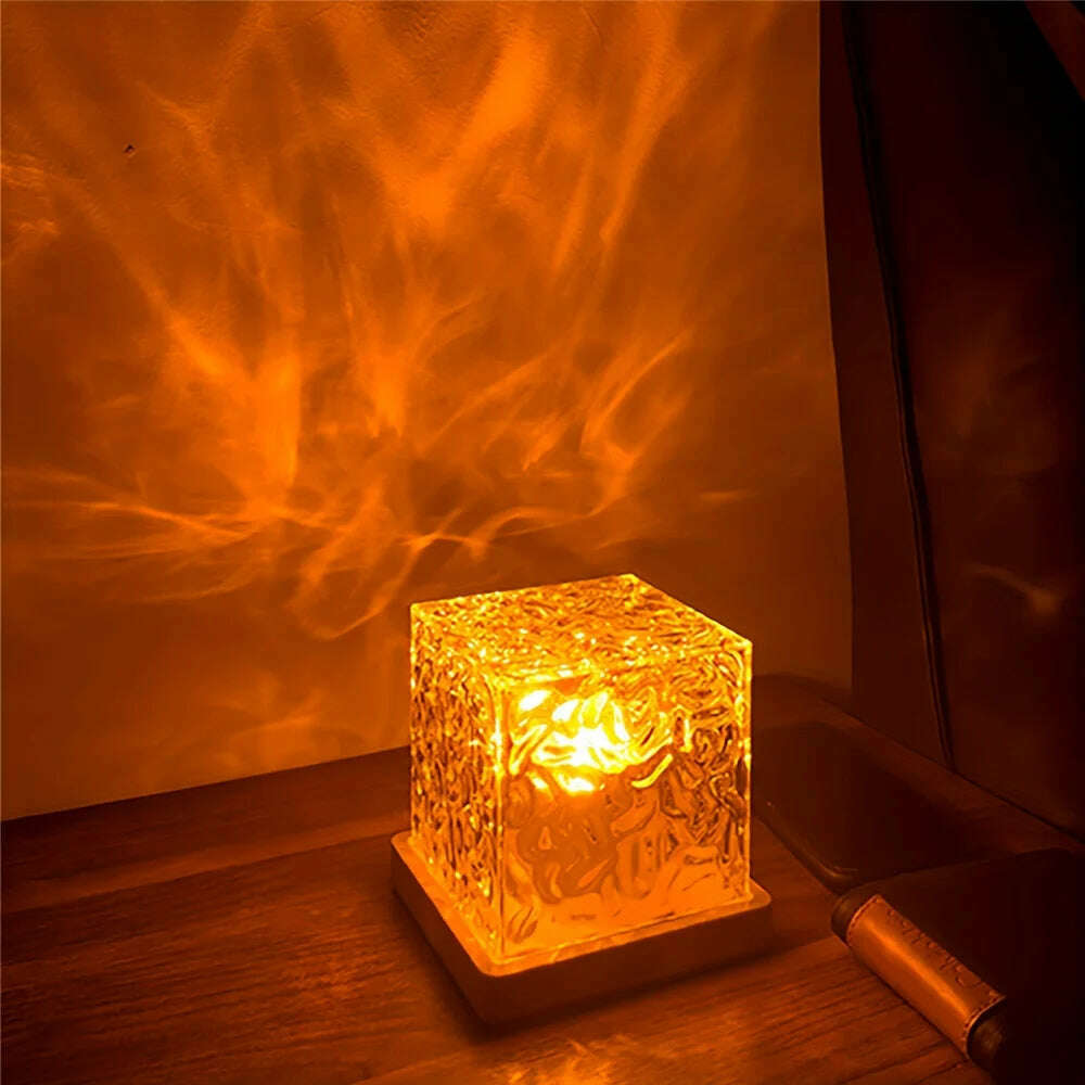Dynamic Water Ripple Night Light 16 Color Projector Lamp Bedroom Ambient Light USB Remote Cool Wall LED Light Gaming Room Decor - KIMLUD