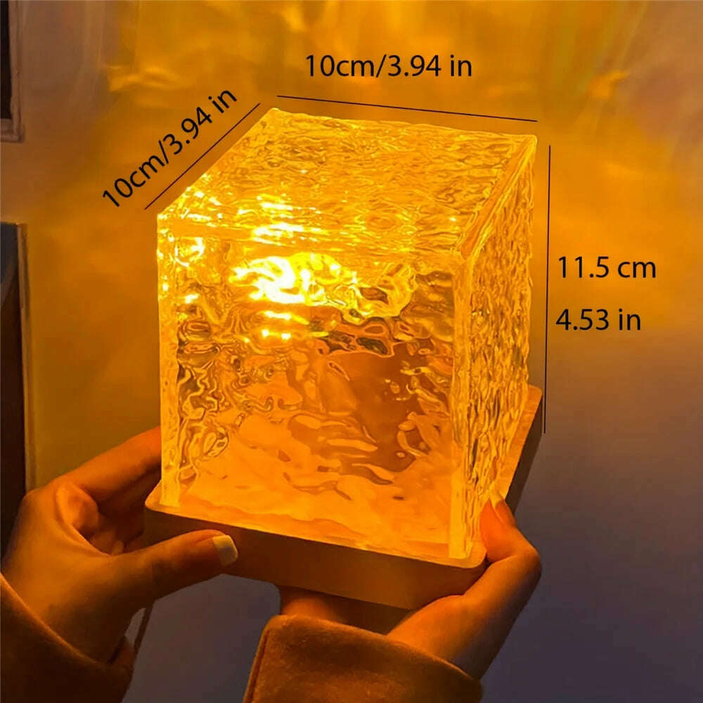 Dynamic Water Ripple Night Light 16 Color Projector Lamp Bedroom Ambient Light USB Remote Cool Wall LED Light Gaming Room Decor - KIMLUD