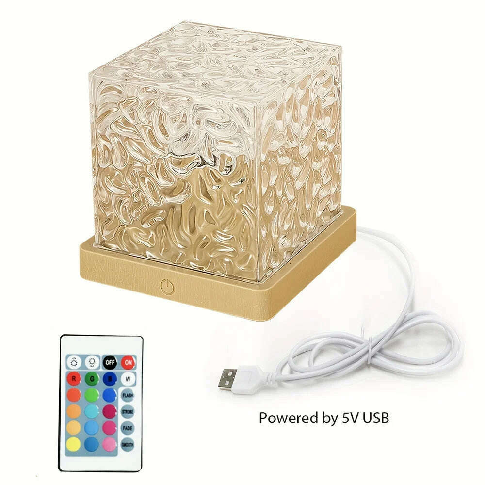 Dynamic Water Ripple Night Light 16 Color Projector Lamp Bedroom Ambient Light USB Remote Cool Wall LED Light Gaming Room Decor - KIMLUD