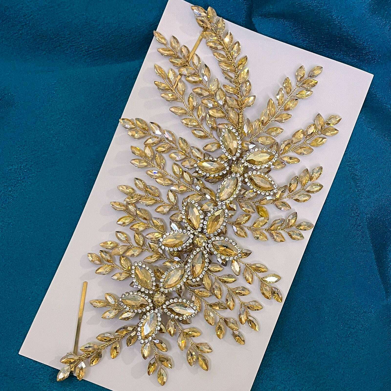 KIMLUD, DZ012 Champagne Crystal Headband Tiara For Women Rhinestone Hairband Pageant Party Headdress Wedding Hair Accessories Jewelry, DZ012-Champagne, KIMLUD APPAREL - Womens Clothes