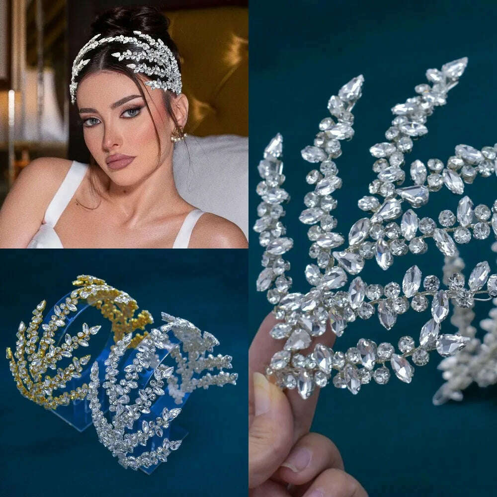KIMLUD, DZ090 Wedding Tiaras and Crowns Crystal Bridal Hair Accessories Party Hair Band Gift Rhinestone Headbands for Women Headdress, KIMLUD Womens Clothes