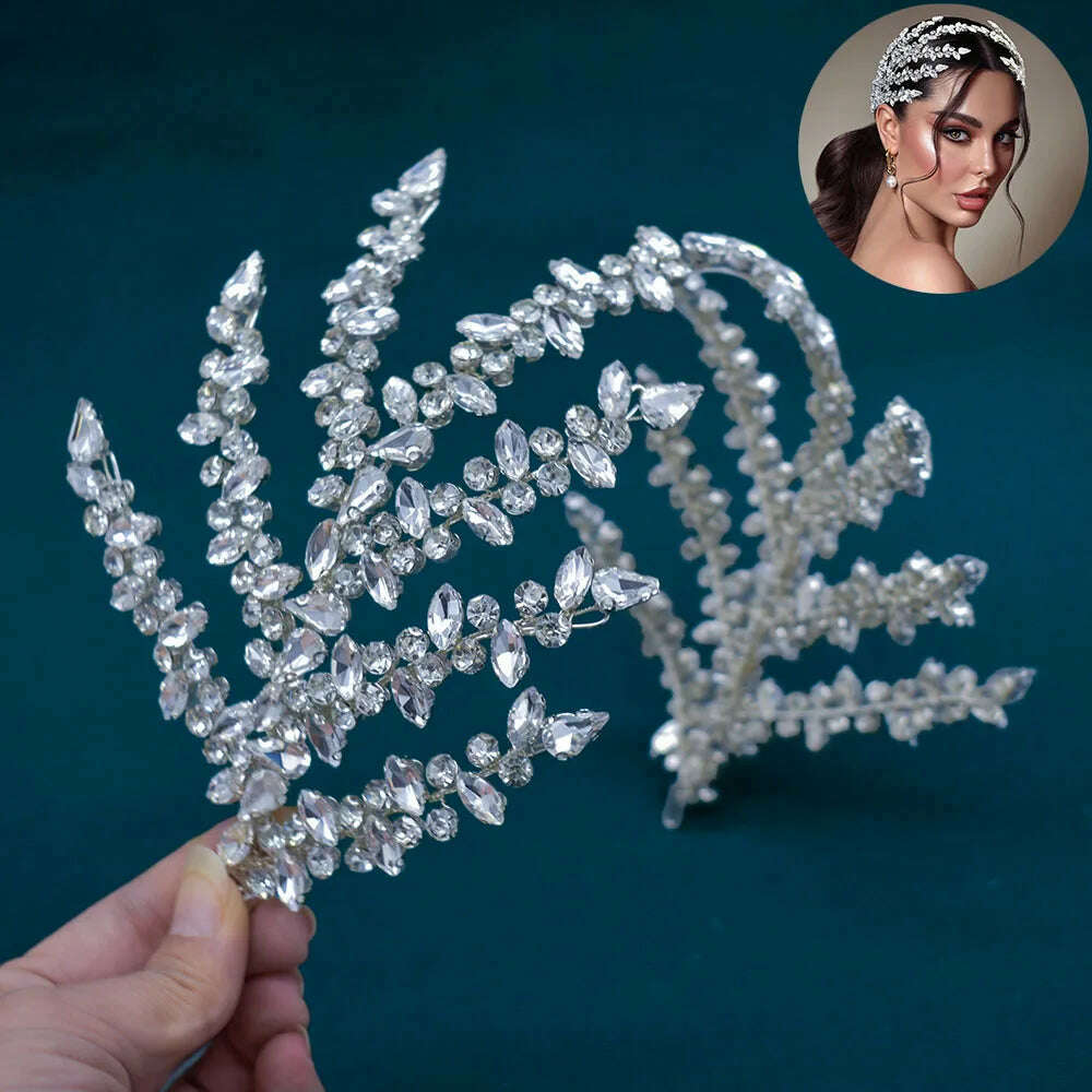 KIMLUD, DZ090 Wedding Tiaras and Crowns Crystal Bridal Hair Accessories Party Hair Band Gift Rhinestone Headbands for Women Headdress, DZ090-S, KIMLUD APPAREL - Womens Clothes