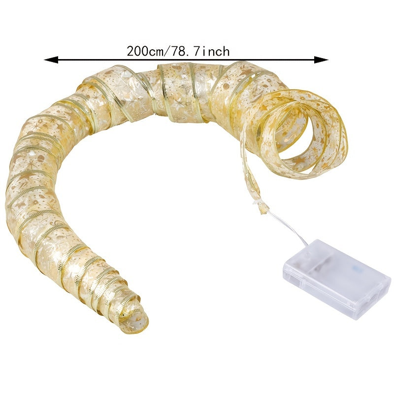 1pcled Ribbon Light Ribbon Ribbon Light String Christmas Tree Decoration Lights 2 Meters 20 Lights