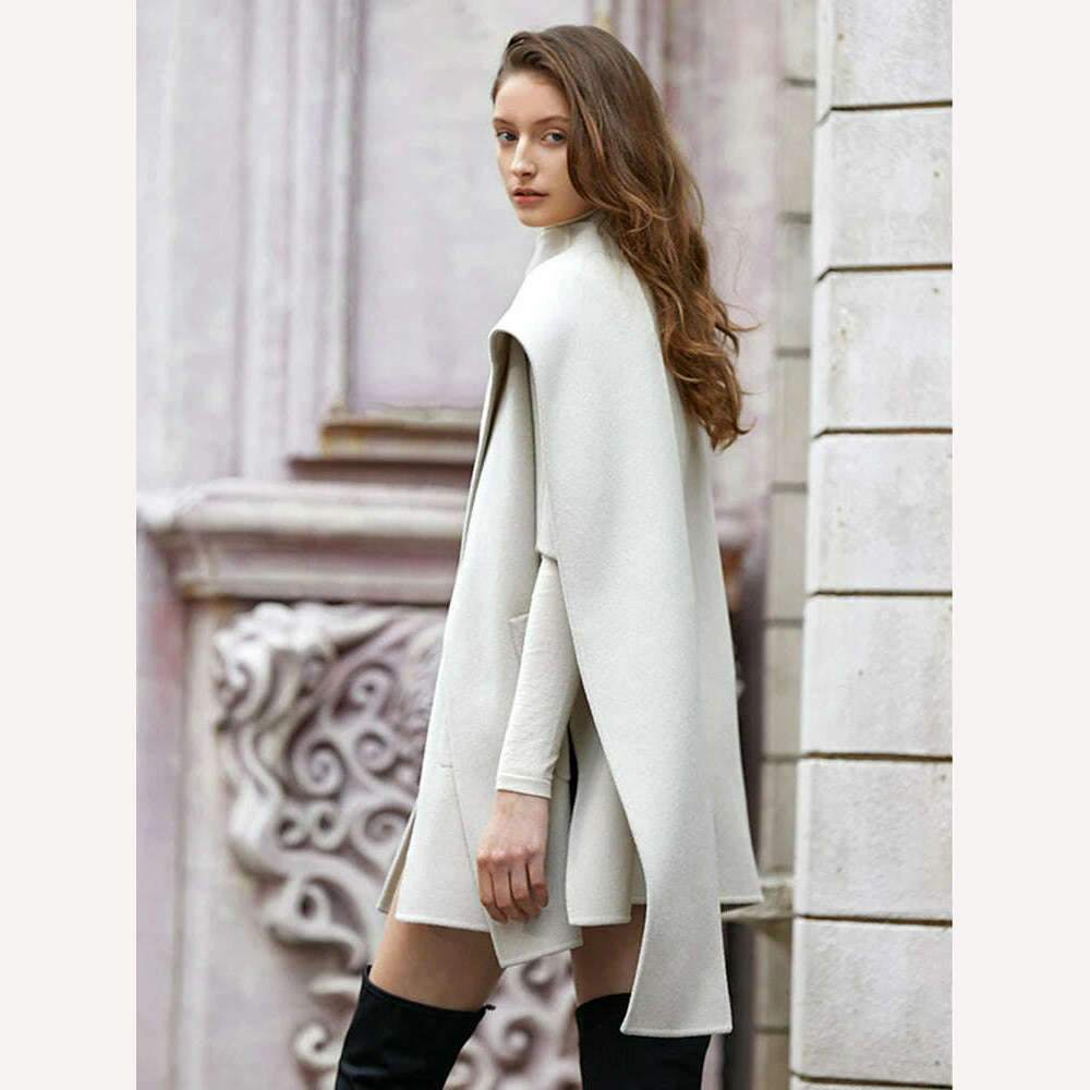 KIMLUD, [EAM] Gray Green Irregular Big Size Woolen Coat New Stand Collar Long Sleeve Women Jacket Fashion Autumn Winter 2023 1DH2040, KIMLUD Womens Clothes