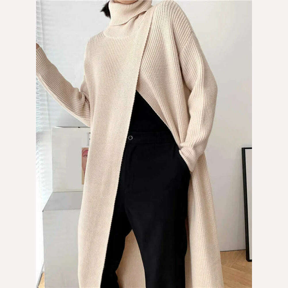 KIMLUD, [EAM] Vent Long Knitting Sweater Loose Fit Turtleneck Long Sleeve Women Pullovers New Fashion Tide Autumn Winter 2024 1DA357, KIMLUD Womens Clothes