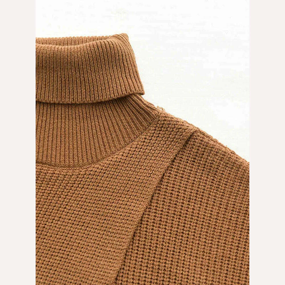 KIMLUD, [EAM] Vent Long Knitting Sweater Loose Fit Turtleneck Long Sleeve Women Pullovers New Fashion Tide Autumn Winter 2024 1DA357, KIMLUD Women's Clothes