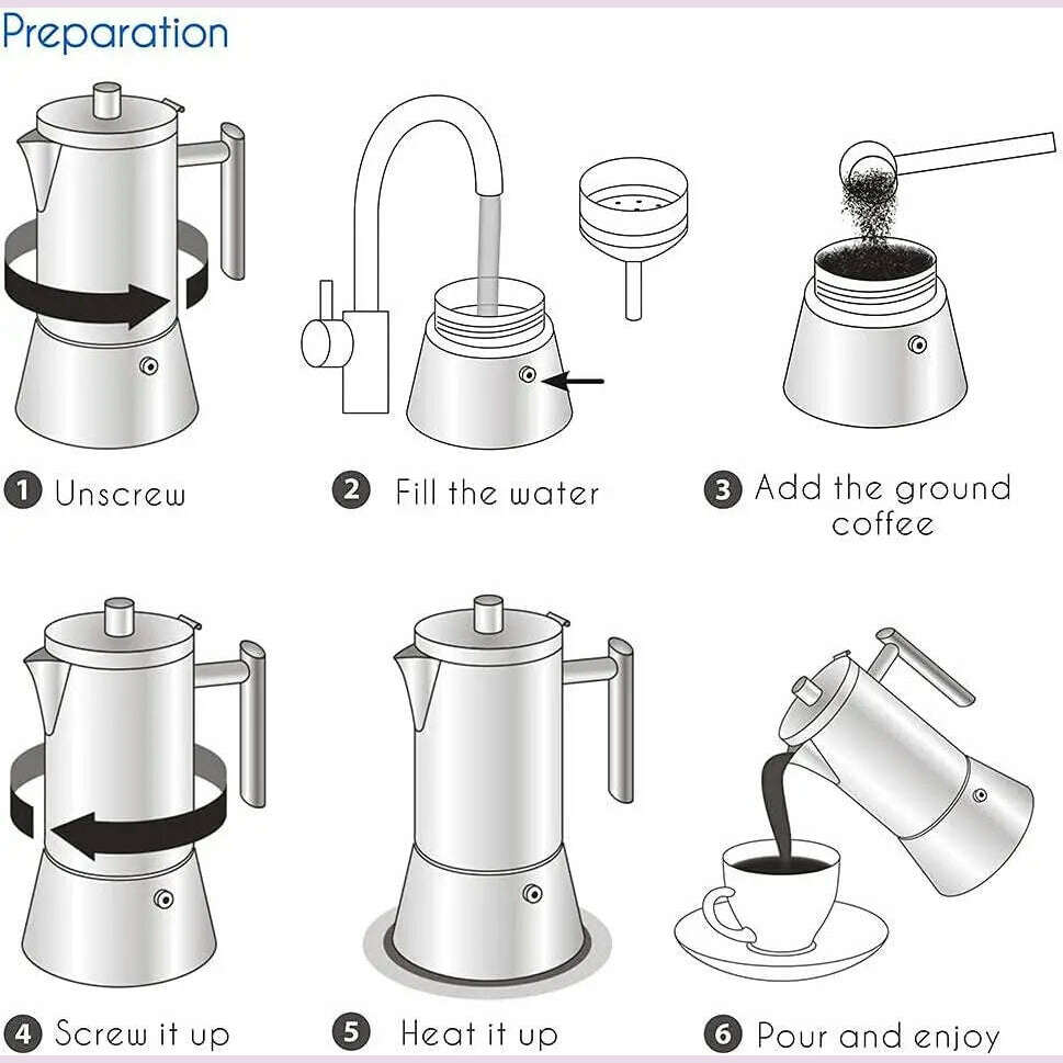 Easyworkz Diego Stovetop Espresso Maker Stainless Steel Italian Coffee Machine Maker 4Cup 6.8 oz Induction Moka Pot - KIMLUD