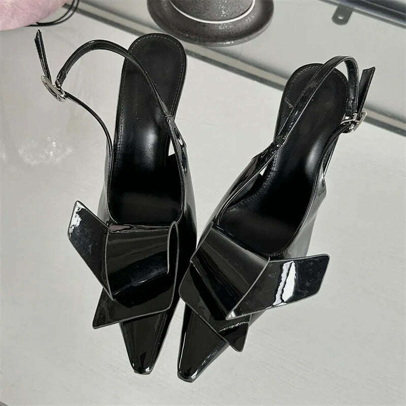 KIMLUD, Eilyken 2024 New Design Splicing Rivet Buckle Strap Women Pumps Thin High Heels Pointed Toe Stripper Elegant Party Shoes, Black / 35, KIMLUD Womens Clothes