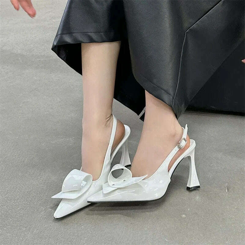 KIMLUD, Eilyken 2024 New Design Splicing Rivet Buckle Strap Women Pumps Thin High Heels Pointed Toe Stripper Elegant Party Shoes, KIMLUD Womens Clothes