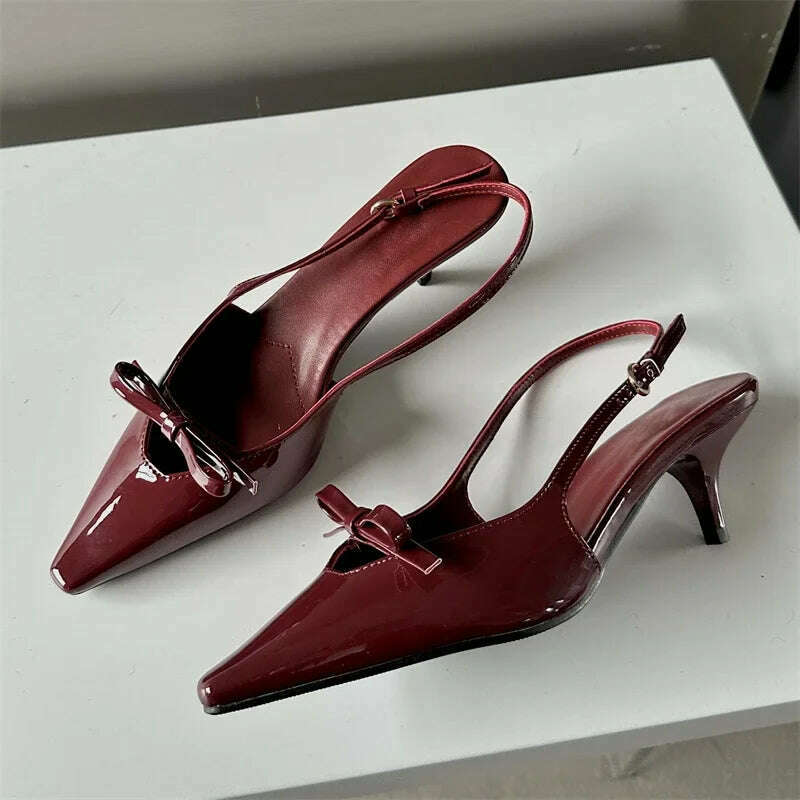 Eilyken Fashion Pointed Toe Pumps Sandals Elegant Woman Slingbacks Buckle Strap Thin Heels Female Wedding Party Mules Shoes - KIMLUD