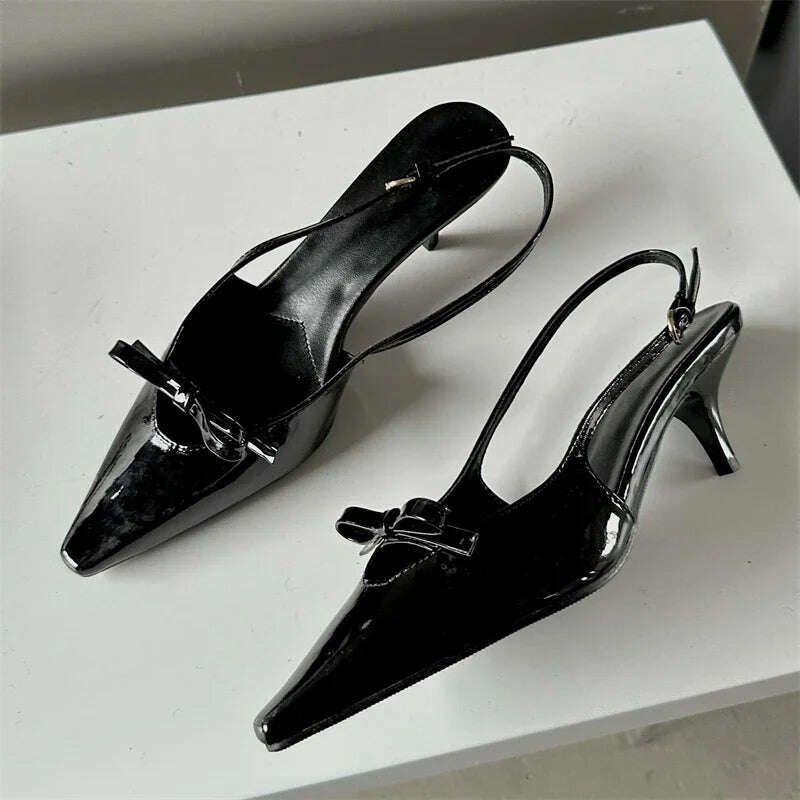 Eilyken Fashion Pointed Toe Pumps Sandals Elegant Woman Slingbacks Buckle Strap Thin Heels Female Wedding Party Mules Shoes - KIMLUD