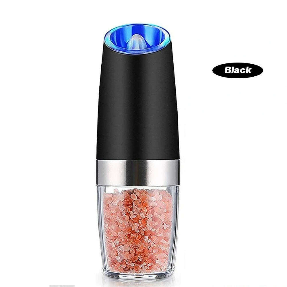 Electric Automatic Mill Spice Salt and Pepper Grinder Gravity LED Light Adjustable Coarseness Kitchen Steak Tool Sets - KIMLUD