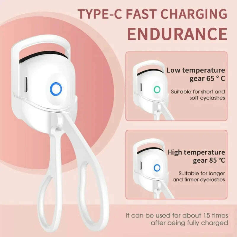 Electric Heated Comb Eyelash Curler Makeup Portable Temperature Control Charging Eye Lash Curler Lasting Thermal Eyelashes Tools - KIMLUD