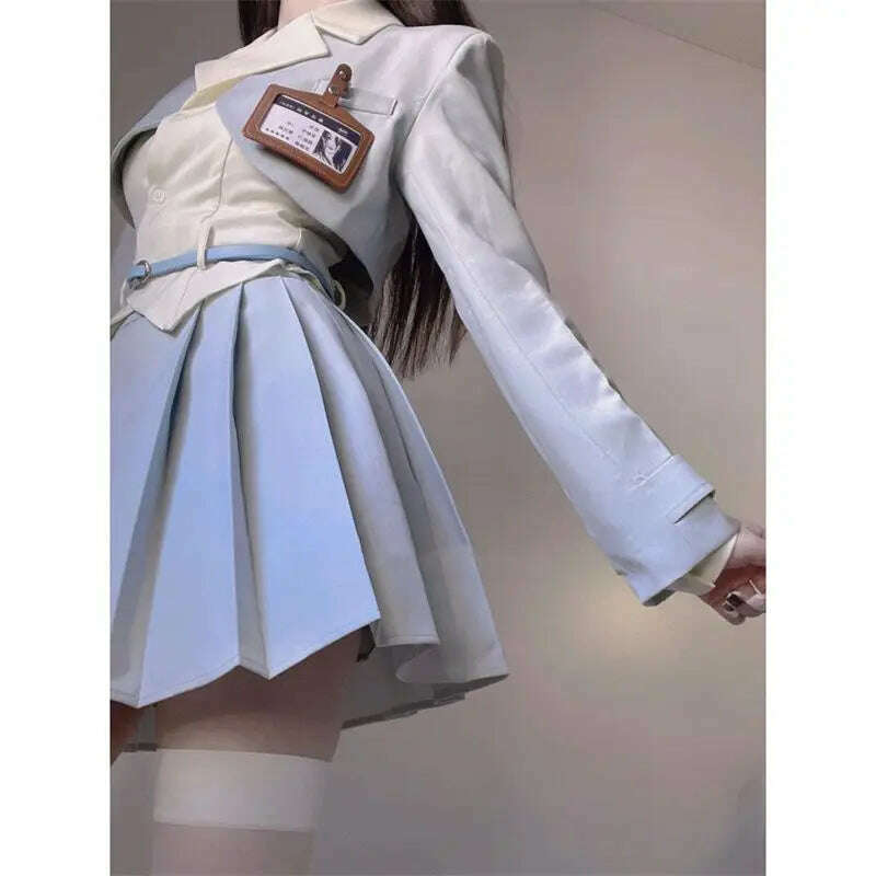 KIMLUD, Elegant 3 Piece Set Women Casual White Shirt Short Blazers Slim Fashion Mini Skirt Korean Style Suit Office Lady 2023 Summer y2k, KIMLUD Womens Clothes