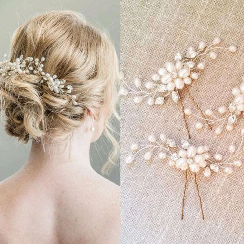 KIMLUD, Elegant Crystal Wedding Hair Comb Headwear Shiny Rhinestone Hairpin Ornaments Pearl Bridal Hair Clip Jewelry Hair Accessories, KIMLUD Womens Clothes