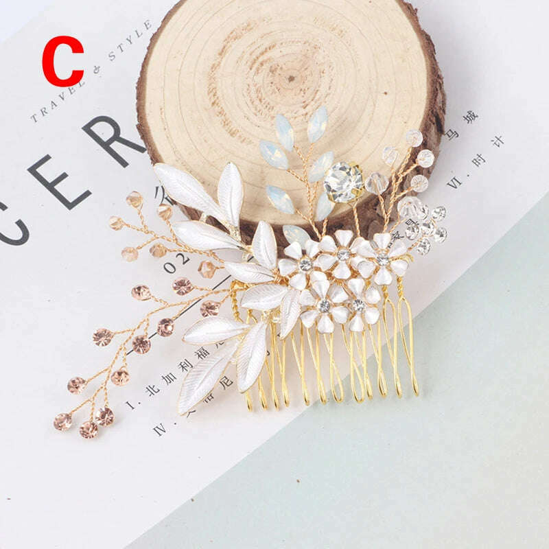 KIMLUD, Elegant Crystal Wedding Hair Comb Headwear Shiny Rhinestone Hairpin Ornaments Pearl Bridal Hair Clip Jewelry Hair Accessories, 21, KIMLUD Womens Clothes