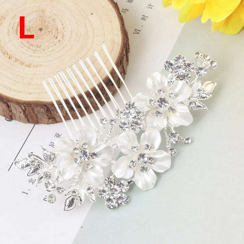 KIMLUD, Elegant Crystal Wedding Hair Comb Headwear Shiny Rhinestone Hairpin Ornaments Pearl Bridal Hair Clip Jewelry Hair Accessories, KIMLUD Womens Clothes