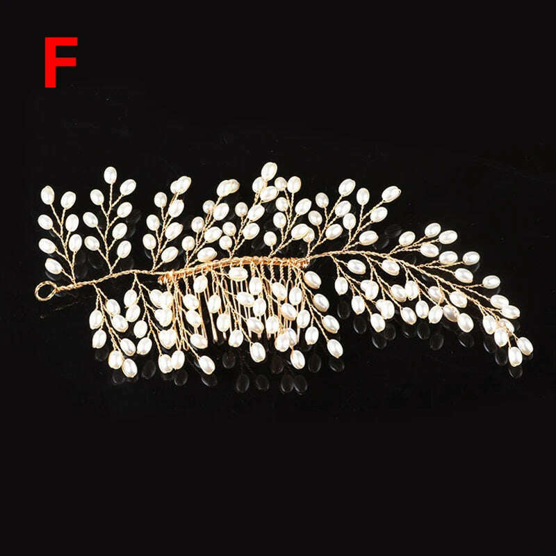 KIMLUD, Elegant Crystal Wedding Hair Comb Headwear Shiny Rhinestone Hairpin Ornaments Pearl Bridal Hair Clip Jewelry Hair Accessories, KIMLUD Womens Clothes