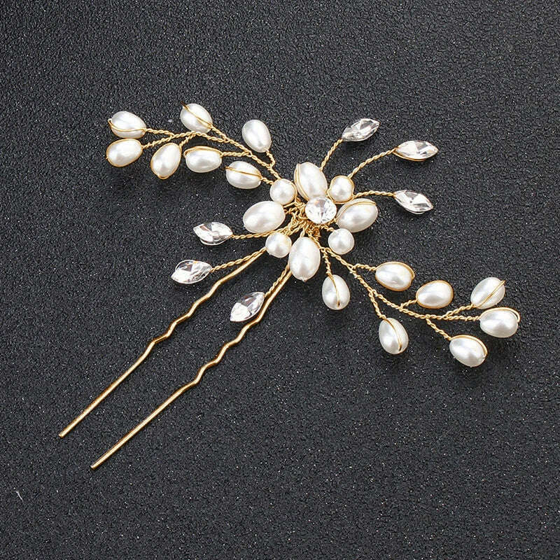 KIMLUD, Elegant Crystal Wedding Hair Comb Headwear Shiny Rhinestone Hairpin Ornaments Pearl Bridal Hair Clip Jewelry Hair Accessories, KIMLUD Womens Clothes