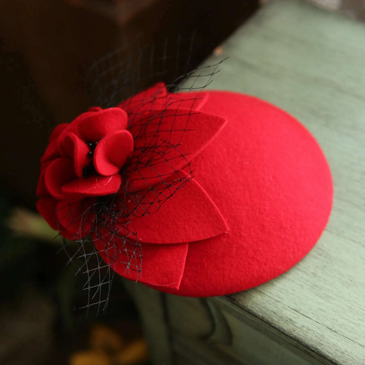KIMLUD, Wool Felt Pillbox Fascinator With Veil — Charcoal | KIMLUD, KIMLUD Womens Clothes