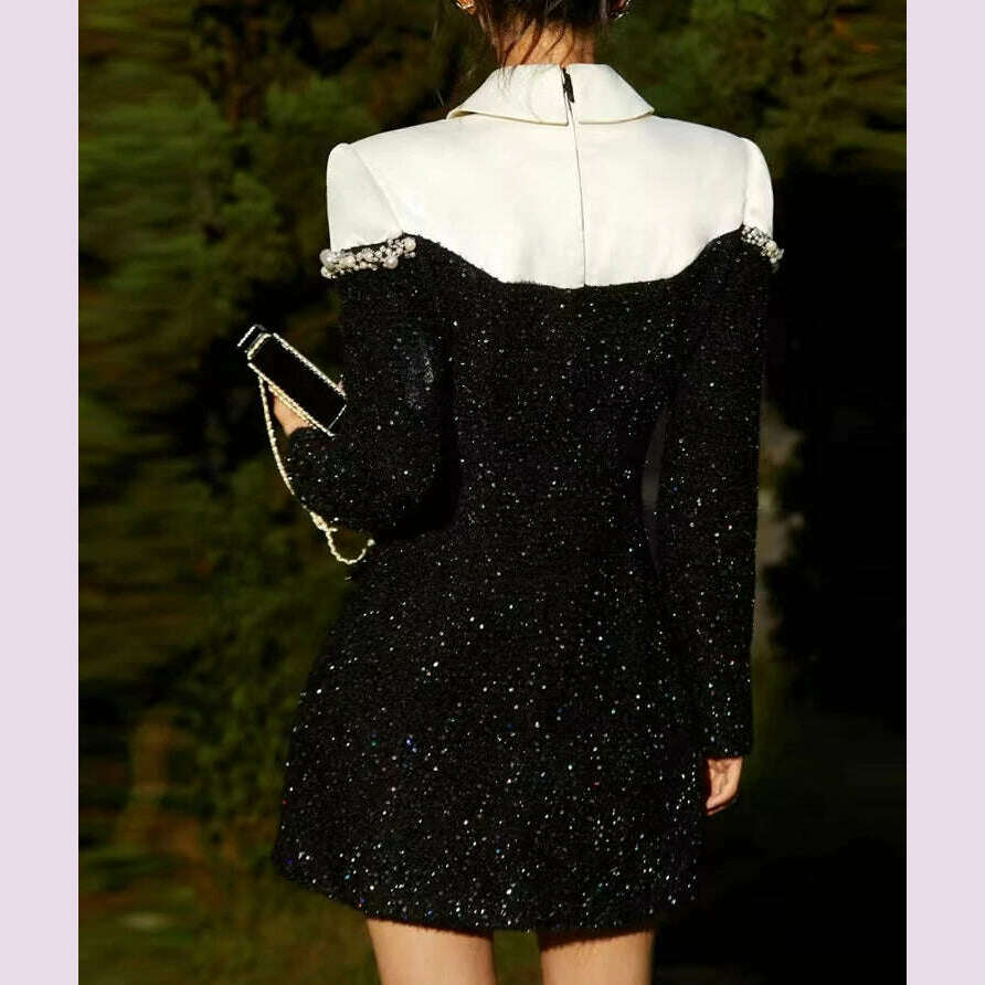 KIMLUD, Elegant High Quality 2024 Dresses for Women Luxury Fashion Summer Solid O-neck Sequined Party Club, KIMLUD Womens Clothes