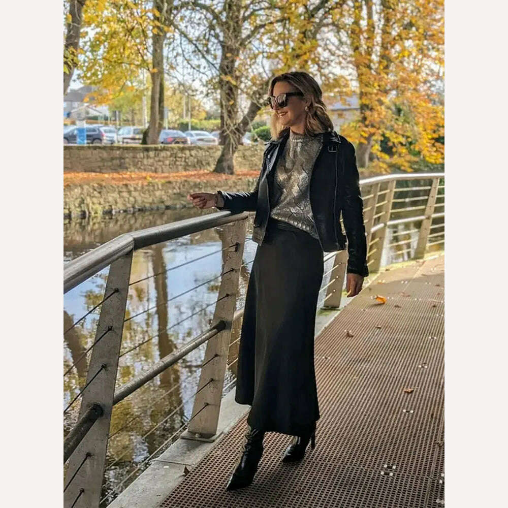 KIMLUD, Elegant Light Silver Women Cable Knitted Sweater Loose O Neck Long Sleeves Rib Knit Border Jumper 2023 Autumn Lady Chic Knitwear, KIMLUD Womens Clothes