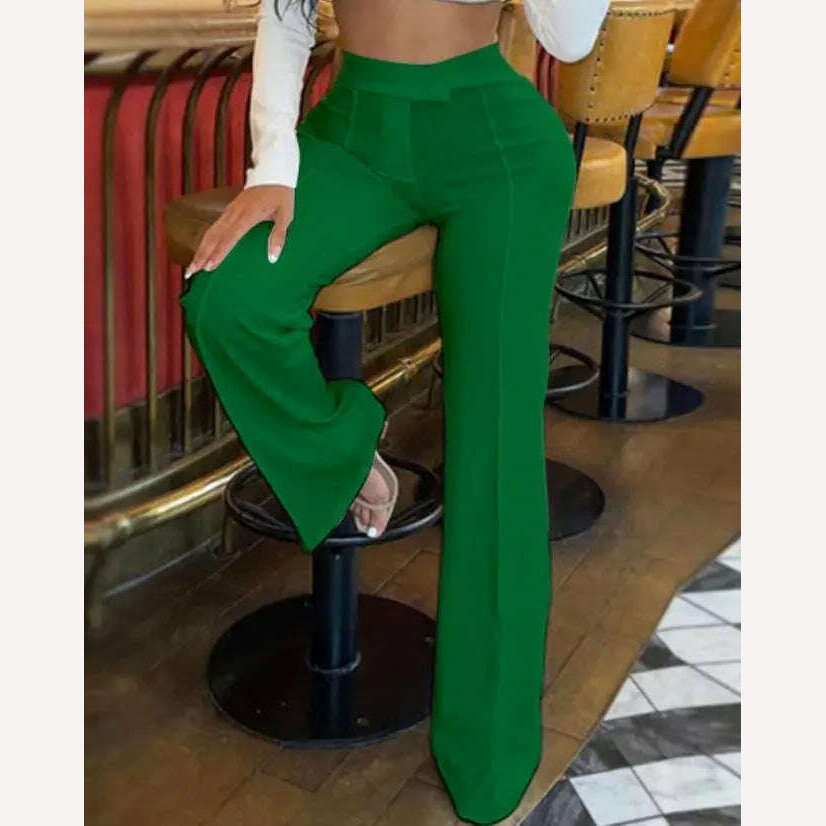 KIMLUD, Elegant Plain Zip Fly High Waist Work Pants 2023 Summer European & American Women's Clothing Casual Daily Fashion Trousers, KIMLUD Womens ClothesKIMLUD, Elegant Plain Zip Fly High Waist Work Pants 2023 Summer European & American Women's Clothing Casual Daily Fashion Trousers, C / S, KIMLUD APPAREL - Womens Clothes