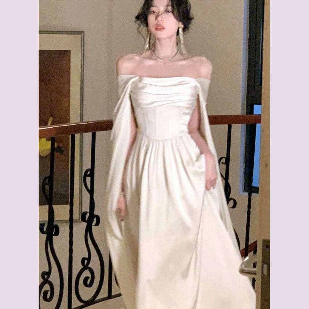 KIMLUD, Elegant Wedding Evening Party White Dress Women France Vintage Princess Dresses Formal Occasion Vestidos Korean Chic Clothes New, KIMLUD Womens Clothes