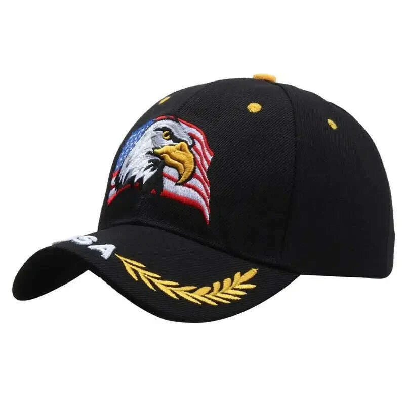 KIMLUD, Embroidery Eagle Baseball Caps Men Women Animal Snapback Cap Trendy Tactical Gorras Army Military Dad Hat Hip Hop Street Hats, BK1, KIMLUD Womens Clothes