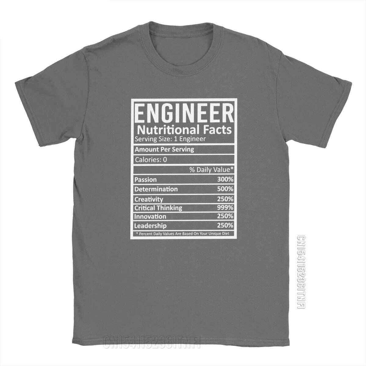 KIMLUD, Engineer Nutritional Facts T-Shirts Men Crewneck 100% Cotton T Shirts Engineering Programmer Classic Tees Gift Clothing, KIMLUD Womens Clothes