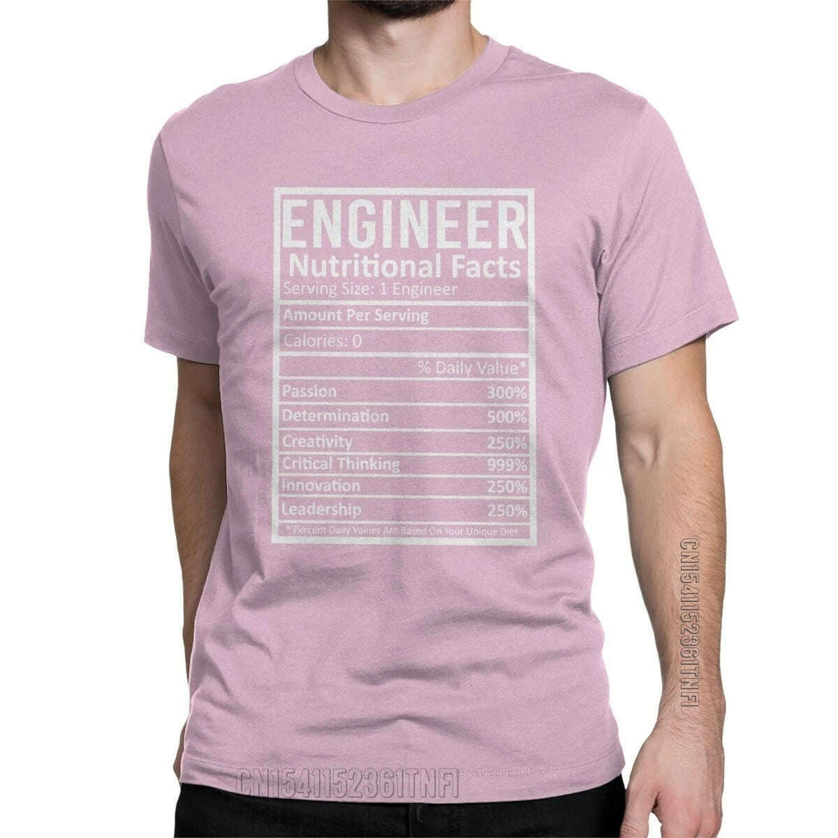 KIMLUD, Engineer Nutritional Facts T-Shirts Men Crewneck 100% Cotton T Shirts Engineering Programmer Classic Tees Gift Clothing, Pink / L, KIMLUD APPAREL - Womens Clothes