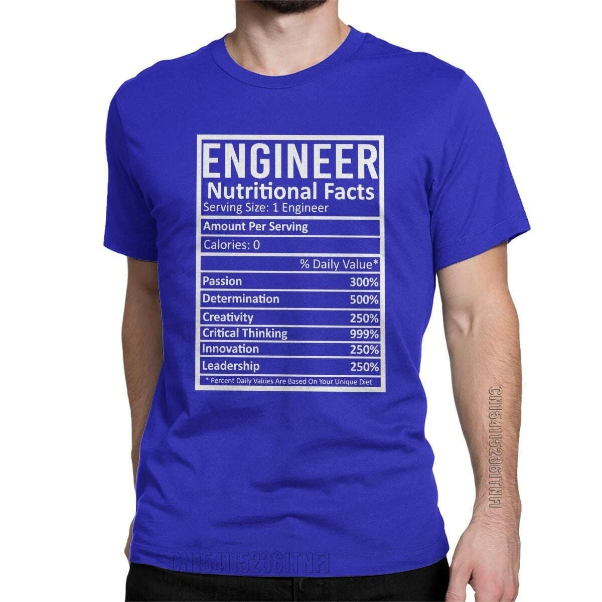 KIMLUD, Engineer Nutritional Facts T-Shirts Men Crewneck 100% Cotton T Shirts Engineering Programmer Classic Tees Gift Clothing, Blue / XXXL, KIMLUD APPAREL - Womens Clothes
